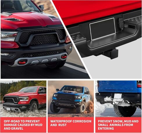 Automobile Towing Hook Cover, Trailer Hitch Cover Compatible with RAM 1500 Accessories 2019-2025. Customized 2-Inch Trailer Hitch Receiver Cover, Tube Plug (Red-Black) in Kuwait
