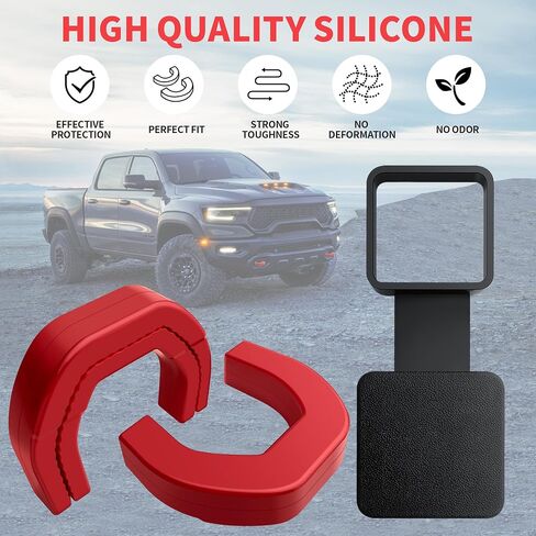 Automobile Towing Hook Cover, Trailer Hitch Cover Compatible with RAM 1500 Accessories 2019-2025. Customized 2-Inch Trailer Hitch Receiver Cover, Tube Plug (Red-Black) in Kuwait