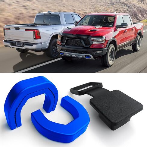 Automobile Towing Hook Cover, Trailer Hitch Cover Compatible with RAM 1500 Accessories 2019-2025. Customized 2-Inch Trailer Hitch Receiver Cover, Tube Plug (Red-Black) in Kuwait