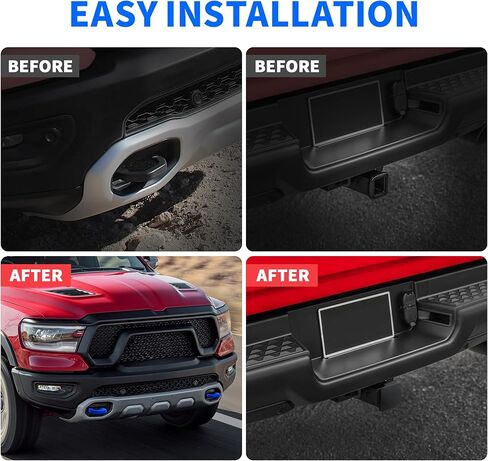 Automobile Towing Hook Cover, Trailer Hitch Cover Compatible with RAM 1500 Accessories 2019-2025. Customized 2-Inch Trailer Hitch Receiver Cover, Tube Plug (Red-Black) in Kuwait
