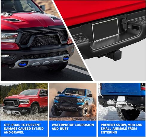 Automobile Towing Hook Cover, Trailer Hitch Cover Compatible with RAM 1500 Accessories 2019-2025. Customized 2-Inch Trailer Hitch Receiver Cover, Tube Plug (Red-Black) in Kuwait