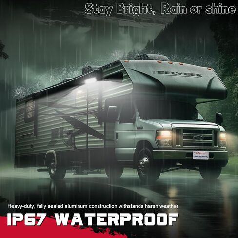 OFFROADTOWN RV Lights Exterior 12V RV Porch Light Exterior Utility Light Aluminum Low Current LED Scene Lighting Compatible with RV Trailers Travel Campers 5th Wheels Motorhome SUV Truck - White in Saudi Arabia
