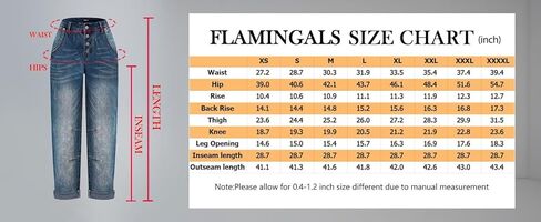 Flamingals Women's Stretchy Straight Leg Casual Low Rise Jeans Wash Button Fly Stitch Detail 90s Trendy Denim Jeans in Kuwait