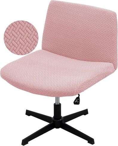 Vanity Chair Cover - Affordable Vanity Chair Cheap Criss Cross Chair Cover Waterproof and Elastic Armless Chair Slipcover Armless Chair Cover Office Chair Covers（Pink） in Saudi Arabia