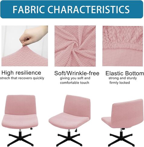 Vanity Chair Cover - Affordable Vanity Chair Cheap Criss Cross Chair Cover Waterproof and Elastic Armless Chair Slipcover Armless Chair Cover Office Chair Covers（Pink） in Saudi Arabia