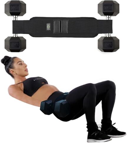 Hip Thrust Belt by SEWD - Use Any Weight to do Lunges, Glute Bridges, Dips and Booty Workouts – Easy to Set Up with Dumbbells for At Home Hip Thrust Use. Reinforced Lightweight Dumbbell Belt for Home Gym-Gray in Kuwait