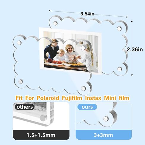 10 Pack 2.36 x 3.54 Inch Acrylic Fridge Magnetic Frame Scalloped, Double Sided Polaroid Frame, Magnet Picture Frames for Fridge suit Fujifilm Instax Mini, Frames for Fridge/Locker, Colorful Set in Saudi Arabia