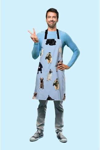 Big Lebowski Dude Rug Kitchen Bib Apron Man Has Huge Rug in Middle Ties Board Game Together Polyester Adjustable Apron for Outdoor BBQ Gardening 27" X 31" for Chef Waitress in Kuwait