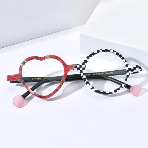 HEPIDEM Multicolor Acetate Glasses Frame Men Women Round Eyeglasses Optical Spectacles 9377 in Saudi Arabia