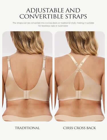 Wingslove Seamless Wireless Minimizer Bras for Women - Full Coverage Comfortable Soft Bra with Crisscross Straps in Saudi Arabia