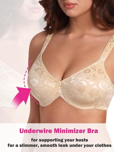 HACI Women's Minimizer Bra Full Figure Non Padded Plus Size Underwire Everyday Support in Saudi Arabia