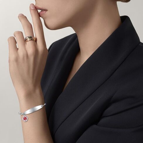 Medical Alert Bracelets for Women,Emergency Medical Id Bracelets with Free Laser Engraving,Stainless Steel Adjustable Wristband Bracelets Dual-Side Engraving in Kuwait