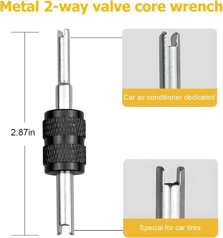 3PCS Car Tire Valve Stem Tools, Single Dual Head Vehicle A/C Valve Core Remover Puller, 4 Way Auto Air Conditioning Line Repair Tyre Wrench Tool, Universal for Bicycle RV Truck (Black) in Saudi Arabia