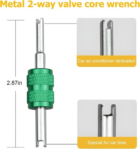 3PCS Car Tire Valve Stem Tools, Single Dual Head Vehicle A/C Valve Core Remover Puller, 4 Way Auto Air Conditioning Line Repair Tyre Wrench Tool, Universal for Bicycle RV Truck (Black) in Saudi Arabia