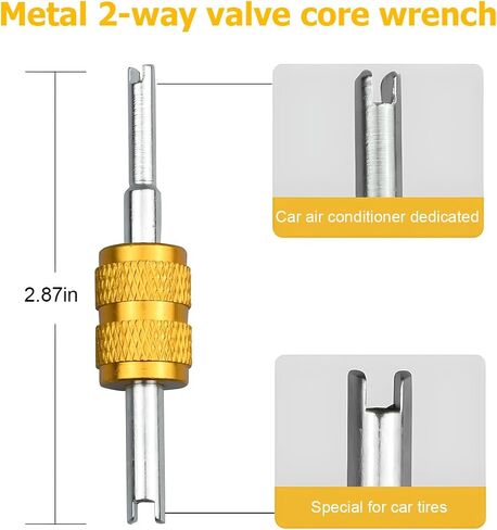 3PCS Car Tire Valve Stem Tools, Single Dual Head Vehicle A/C Valve Core Remover Puller, 4 Way Auto Air Conditioning Line Repair Tyre Wrench Tool, Universal for Bicycle RV Truck (Black) in Saudi Arabia