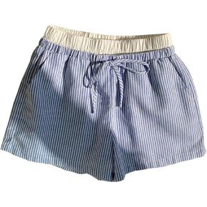 Girl's Striped Mini Shorts Bowknot Elastic Waist Wide Leg Summer Shorts with Pocket