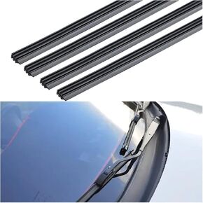 Fekey&JF 4PCS Car Windshield Wiper Blade Refill, 32" Adjustable Vehicle Windscreen Wiper Refill Replacement, Rubber Auto Frameless Window Boneless Insert Strips, Universal for Most Cars