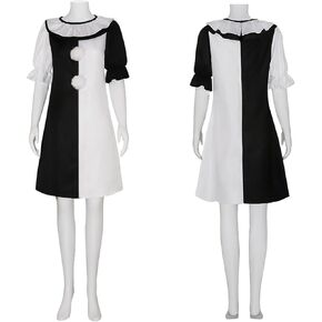 Adult Art Clown Costume Halloween Clown Cosplay Jumpsuit Dress for Horror Party