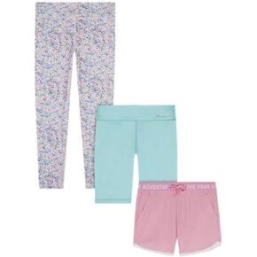Eddie Bauer Youth Girl's 3-Piece Active Bottoms Set, 1 Legging, 1 Bike Short, 1 Skort OR Short (as1, Alpha, l, Regular, Regular, Aqua, Large(14/16))