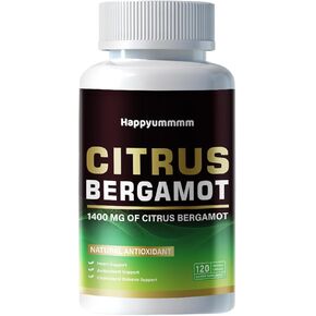 Organic Citrus Bergamot 1400mg, 120 Capsules -Citrus Bergamia - Essential Oil and Citrus Bioflavonoids - Natural Heart Health Supplements for Women and Men - Non-GMO Pills.