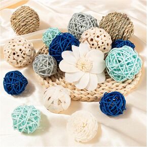 17pcs كرات زخرفية عتيقة لحشو Potpourri Bowl ، حشو وعاء للزخارف المركزية للمنزل ، كرات الخوص الراتان المنسوجة ، حشو الأجرام السماوية الراتان لزهرية العجين in Kuwait