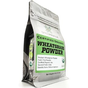 USDA Organic Wheatgrass Powder, Lab Tested for Heavy Metals, Resealable 4oz Pouch, Gehun Ka Ghas, Hierba de Trigo