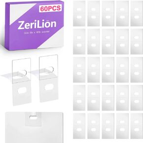 60 Pcs Clear Vertical Blind Slat Repair Tabs (Makes 30 Repairs) - Adhesive Fixers for Broken Hanging Holes - Easy Peel & Stick Solution