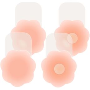Nipple Covers for Women with Lift, Reusable Silicone Breast Lift Pasties, Push Up Adhesive Sticky Bra with Invisible Support, Petal-Shaped Perfect for Backless Strapless Outfits (2 Pairs)