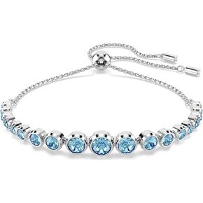 Swarovski Imber Tennis bracelet, Mixed round cuts, Blue, Rhodium finish