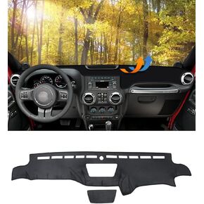 Dash Cover 2011 2012 2013 2014 2015 2016 2017 for Jeep Wrangler JK JKU Unlimited Sport Sahara Rubincon Accessories Black Flannel Dashboard Cover Mat Car Dashboard UV Sun Protection