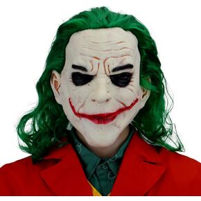 FREE BEAUTY Halloween Latex Joker Mask - Adults Scary Killer Clown With Green Hair - Horror Smile Costume Props