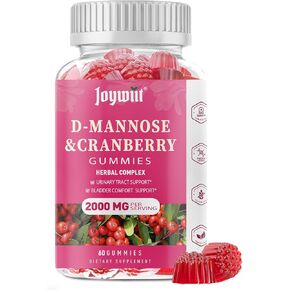D-Mannose Gummies 2000mg with Cranberry 500mg & Hibiscus - D Mannose Supplements for Women - Liver, Bladder Flush & Urinary Tract Cleanse Health Supplement, 60 Counts