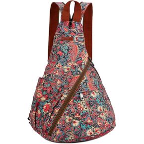 Baosha Women Women Bag Crossbody Backpack Bashdtax Daypack Daypack Outdoor Systlish for Travel Hiking XB-10 (Flower Red)