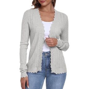 COSSEN Women Long Sleeve Cardigan Trendy Lightweight Crochet Knit Cardigan Sweater