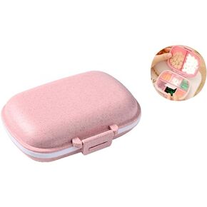 8 Compartments Travel Pill Organizer Portable Pill Case, Daily Pill Box to Hold Vitamins,Small Pill Container Medicine Vitamin Organizer for Pocket Purse(Pink)