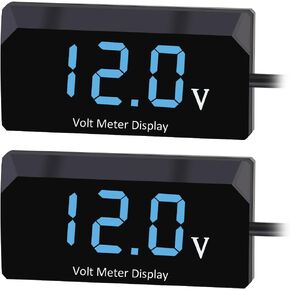 Mandark Digital Voltmeter DC 4-28V, 2PCS Waterproof 12V LED Voltage Meter, Auto Power Energy Monitor with LED Display, Universal Car Audio Battery Gauge for Motorcycle, SUV, Caravan (Blue)