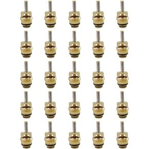 AC Schrader Valve Core Kit, 25Pcs M10 Brass Air Conditioning Valve Cores Fit for BAS03009 MT0065 59356 Ford 4L3Z19D701A GM 10245619 Chrysler 4882331, Fit for 134A and R12 Systems