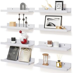 Fixwal Floating Shelves, 6 Sets of Wall Mounted Shelves for Home Decor, Modern Picture Ledge Shelves for Living Room, Bedroom, Bathroom, Kitchen (Brown)