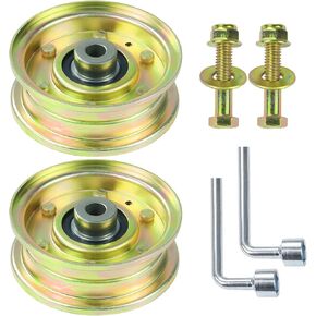 2 Pack 756-04224 Plat Idler Pulley 2.75 OD يحل محل Cub Cadet 756-04224 Pulley Idler ، MTD 756-0981A بكرة عاطل مسطحة ، Cub Cadet 756-0981B ، MTD 75604224 Plated Adler Pulley ، Toro 112-3687