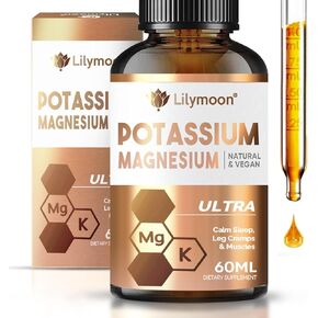 Potassium Magnesium Supplement, Potassium Supplement & Magnesium Supplement Blend for Leg Cramps, Boost Muscles Energy & Spend a Cosy Nights, Potassium Magnesium Drops to Strengthen Overall Health