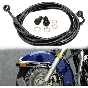 TIGERSGATE Touring Brake Line 12"" Ape Hanger Extended Front Brake Cable Black Vinyl Stainless Steel Braided for 1997-2013 Non-ABS Electra Glide/Street Glide/Road Glide/Road King