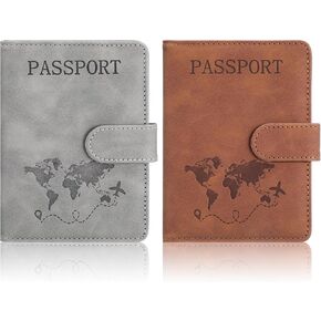 2pcs جواز سفر جواز سفر لأساسيات السفر ، RFID مقاوم للماء يحجب محفظة السفر جواز سفر ، PU PORSPORT CARK CARD CASE ، غلاف جواز السفر للنساء والرجال