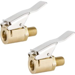 2PCS Tire Air Chuck with Clip Adapter, Brass Locking Tire Inflator Nozzle Adapter Connect Tool, No Air Leakage Locking Tire Chuck for Inflator Compressor Pump, Car Accessories