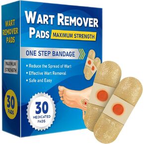 WABRINY Wart Remover Pads, Maximum Strength One Step Bandages for Hands Neck Feet Fingers, 30 Treatments-17d