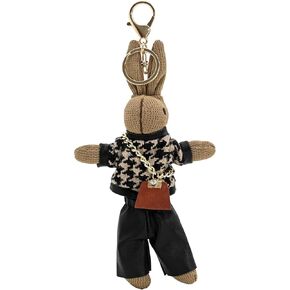 Cute Trend Bunny Bag Charm Bunny Plush Keychain Dolls | 7 inches |Great Gift Idea (Brown Bunny)