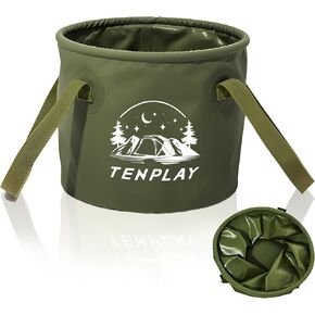 TENPLAY Collapsible Bucket with Handle, Water Storage, Lightweight, Durable, Portable, Leakproof, 20L(5Gallon) PVC, Folding, Multifunctional, Outdoor Travel Fishing Camping Hiking Car Bath Garden