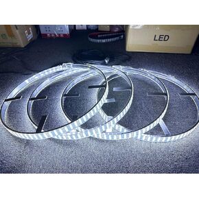 SDO 15.5" Quad Row Pure White Rim Lights Flashing/Breathe LED Illuminated Wheel Ring Light High Intensity Cold White Tire Light for Car Truck Vehical Switch/Remote Ctrl(15.5'')