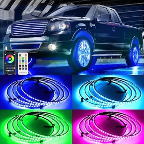 أضواء عجلة Dreamizer ، 4pcs 15.5 "لون الحلم يطارد الرقص تدفق ألمع مصابيح حلقة عجلات LED مع الإشارة مع الإشارة ووظيفة الفرامل التي يتم التحكم فيها بواسطة Remote و App Bluetooth للشاحنة/السيارة/ATV/UTV