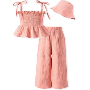 الزي الصيفي Aalizzwell Toddler Girls مع قبعة 1-5 سنوات