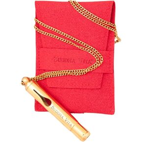 528 Hz Breathing Necklace (18K Gold Plated Stainless Steel) Inner Calm Sound Healing Whistle for Anxiety & Stress Relief, Meditation, Breathwork, Concentration, Focus & Mindfulness